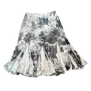 Coldwater Creek Black and White Roseprint Midi Skirt
